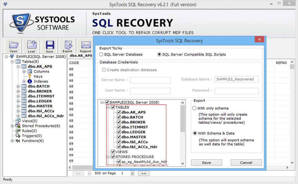 Export SQL Selective Files