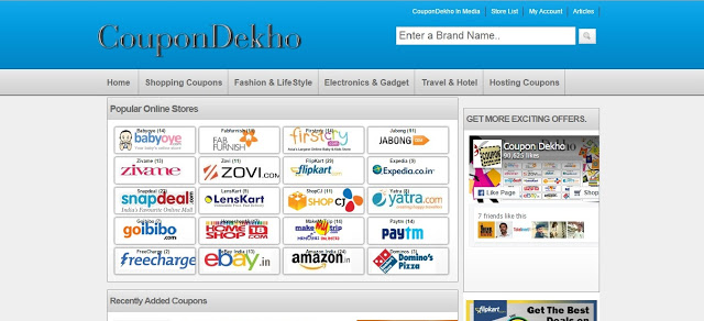 Coupondekho homepage